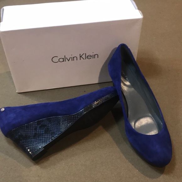 Calvin Klein Shoes - NEW Calvin Klein suede faux snakeskin wedge heels